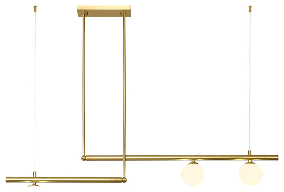 3-Light Kitchen Island Linear Pendant, Brass