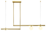3-Light Kitchen Island Linear Pendant, Brass