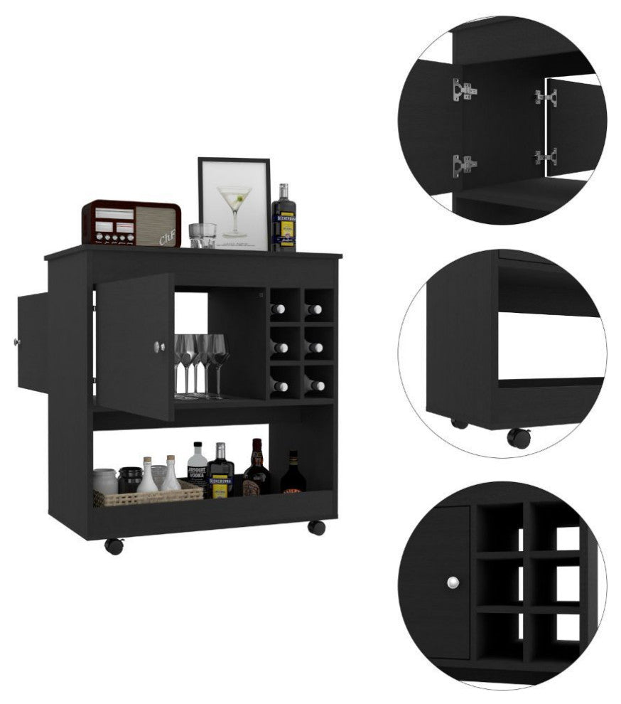 Lotus Bar Cart, Black