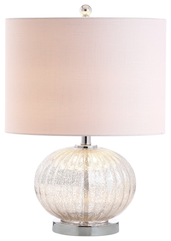 Judith 21" Mercury Glass LED Table Lamp, Silver, Ivory