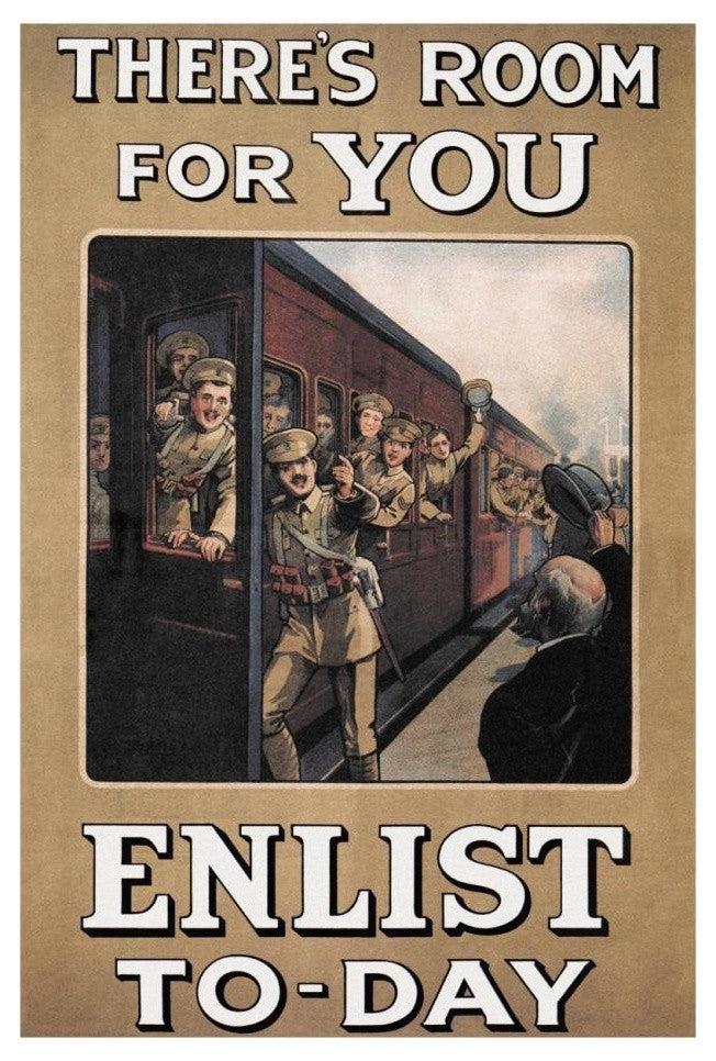 "WWI: There's Room for You: Enlist Today" Paper Print by W.A. Fry, 18"x26"