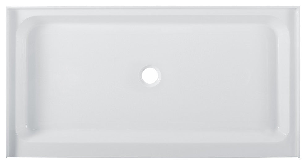 Voltaire 60"x32" Acrylic White, Single-Threshold, Center Drain, Shower Base