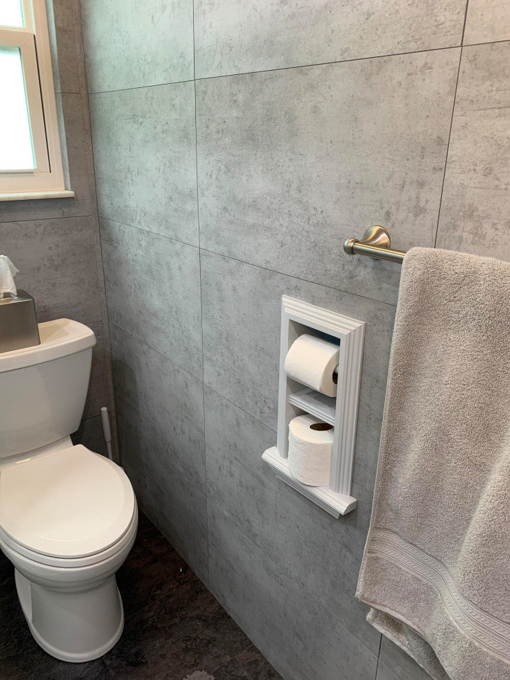 Bayshore Recessed Solid Wood Double Toilet Paper Holder 7 x 14.5