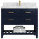 Parker 42 Single Sink Bath Vanity in Navy Blue  2" Carrara Marble