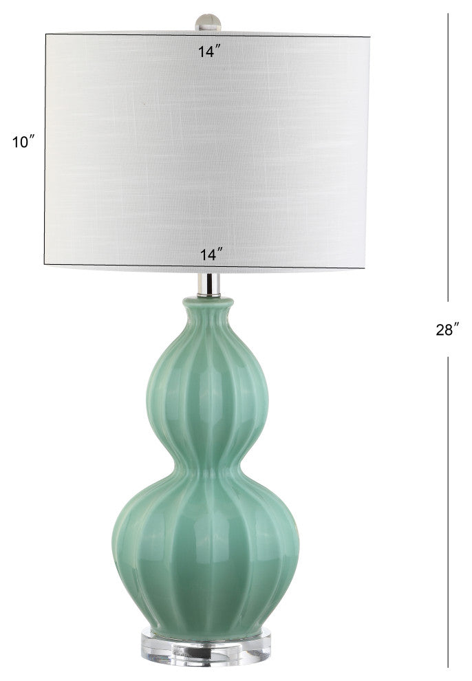 Faye 28" Glass Table Lamp, Seafoam Green