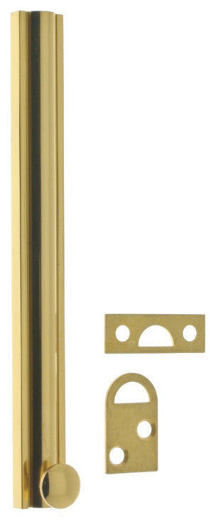 Genuine Solid Brass 6" Surface Bolt, Polished Brass