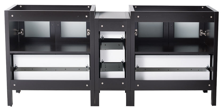 Torino 83"-84" Double Bathroom Cabinet, Espresso, Without Top and Sinks