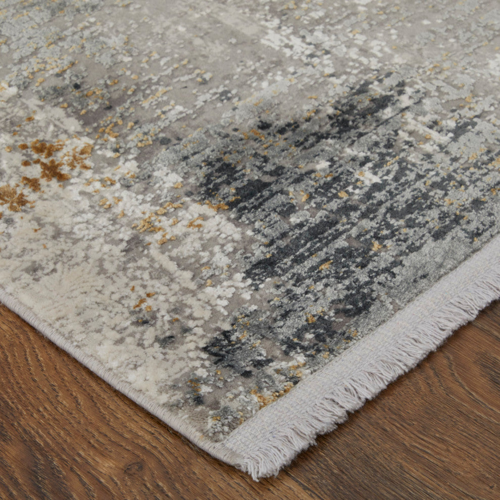 Weave & Wander Lindstra Gradient Watercolor Rug, Light Gray/Ivory, 4'10"x7'10"