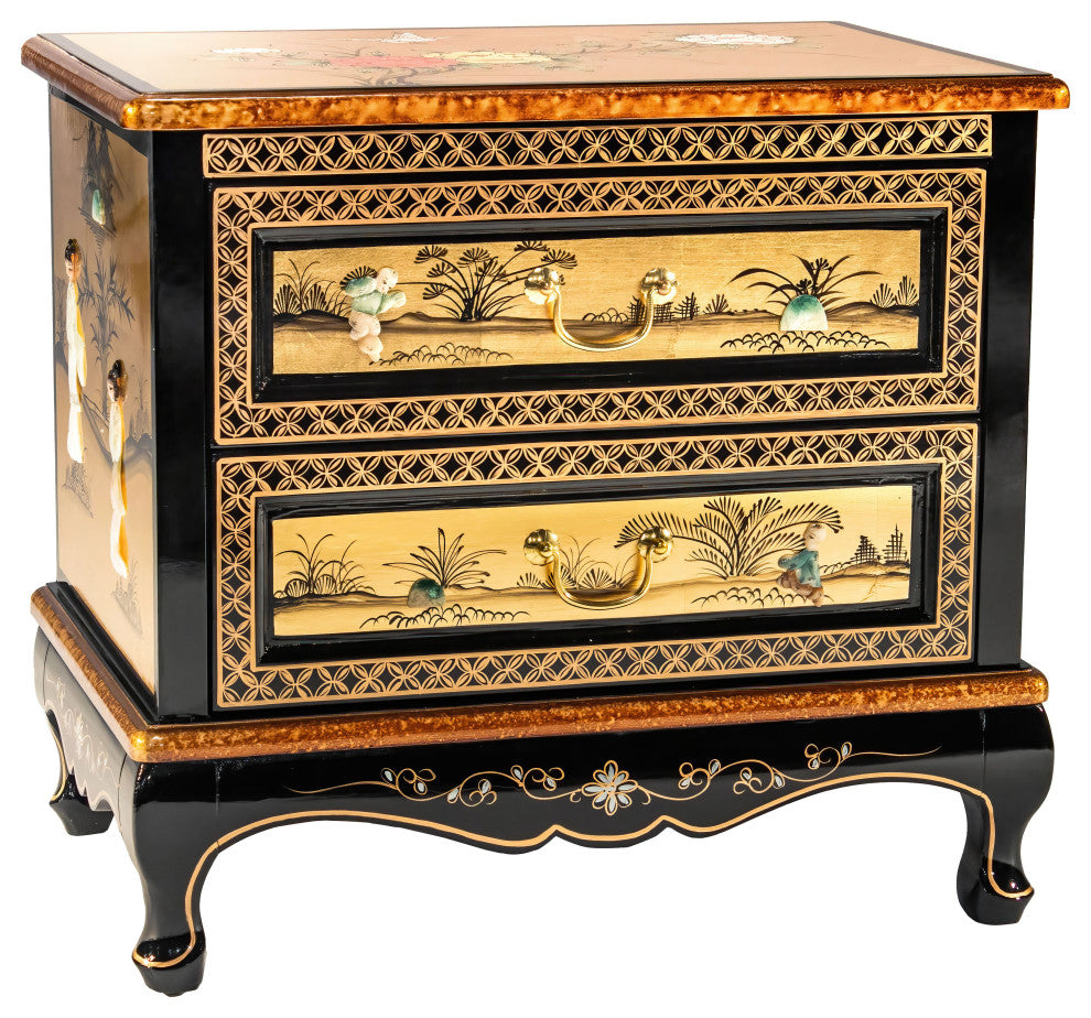 Gold Lacquer Two-Drawer Chest Royal Ladies