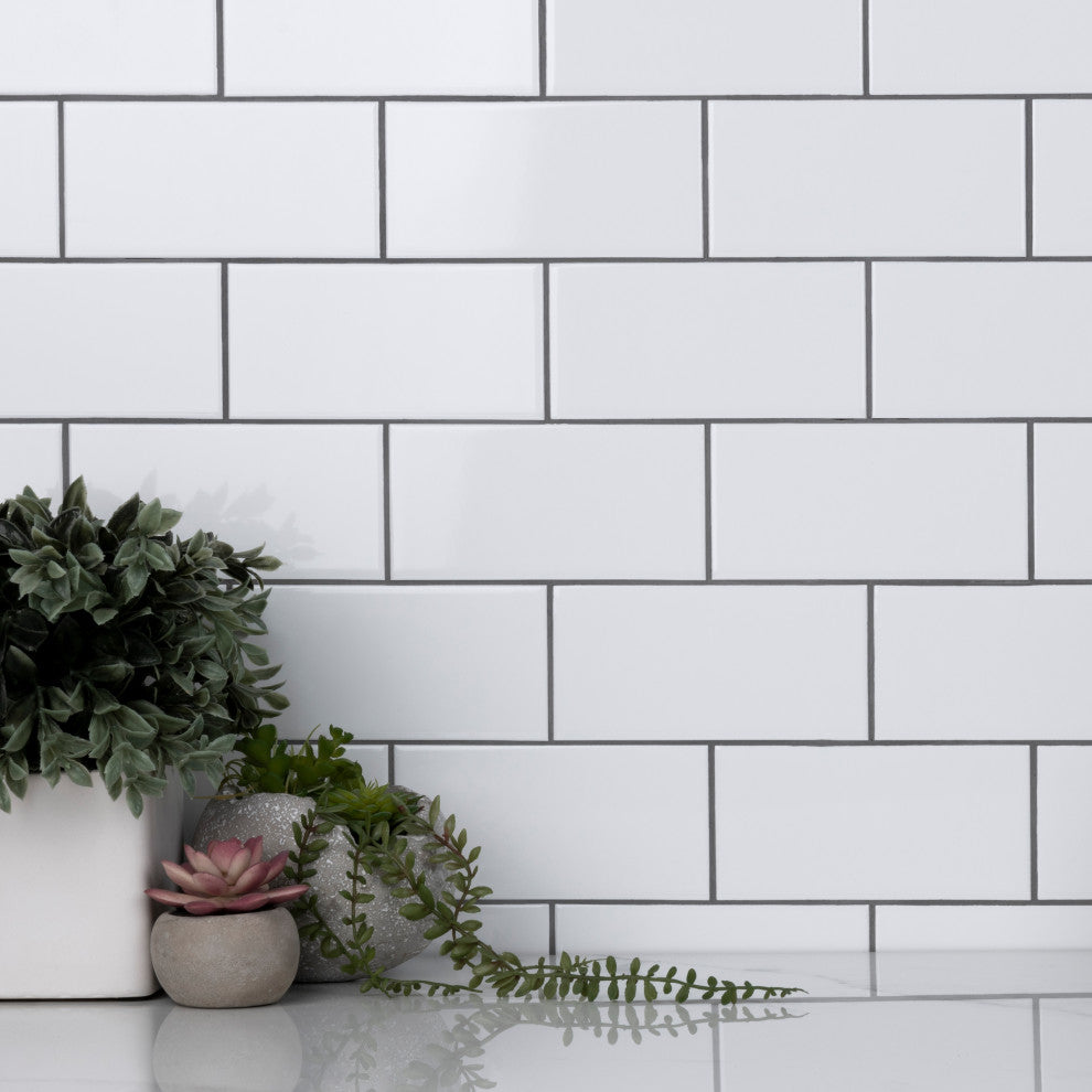 Crown Heights Ceramic Wall Tile, Glossy White