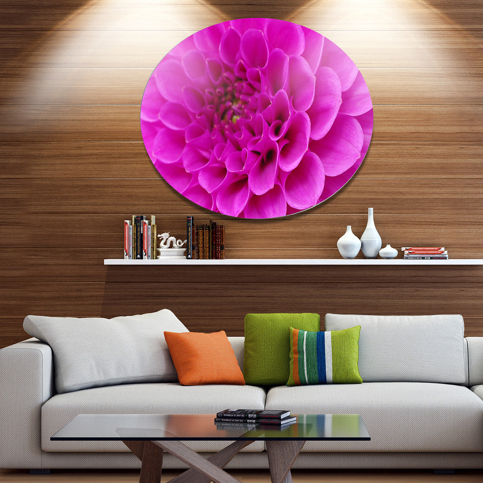 Purple Flower With Close-Up Petals, Floral Disc Metal Wall Art, 11"