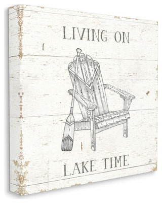 Living On Lake Time Chair And Paddle Country Word Design, 30"x30"