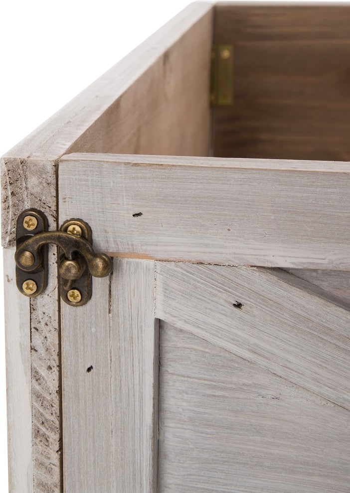 22.09" Washed White Wooden Tree Collar