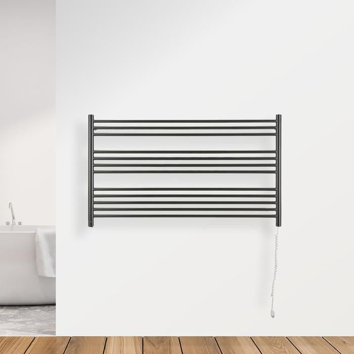 Amplia Dual 12-Bar Hardwired and Plug-in Towel Warmer, Matte Black