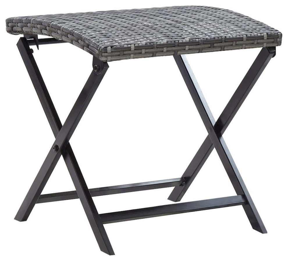Folding Stool Poly Rattan Gray