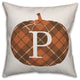 Plaid Pumpkin Monogram P 18x18 Spun Poly Pillow