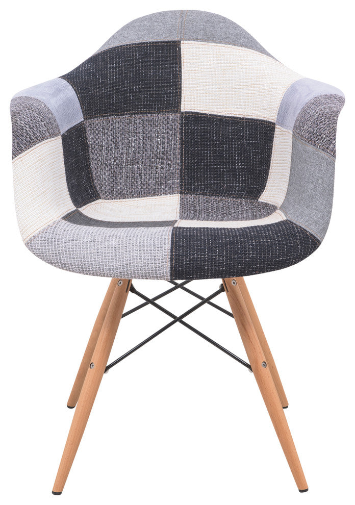 LeisureMod Willow Fabric Eiffel Accent Chair, Set of 2, Patchwork