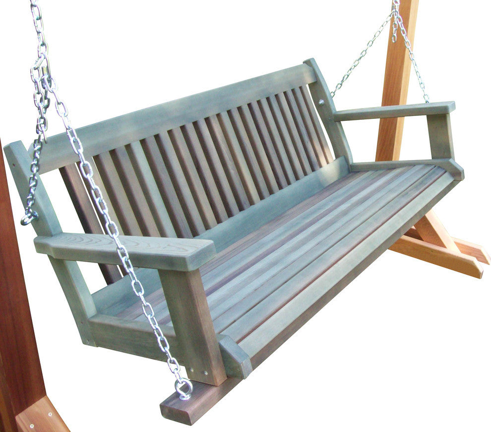 Cabbage Hill Porch Swing, Cedar Tone, Green Wash, 5'