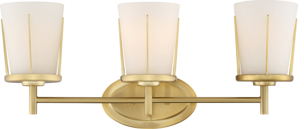 Nuvo Serene 3-Lights Natural Brass Wall Mount Light