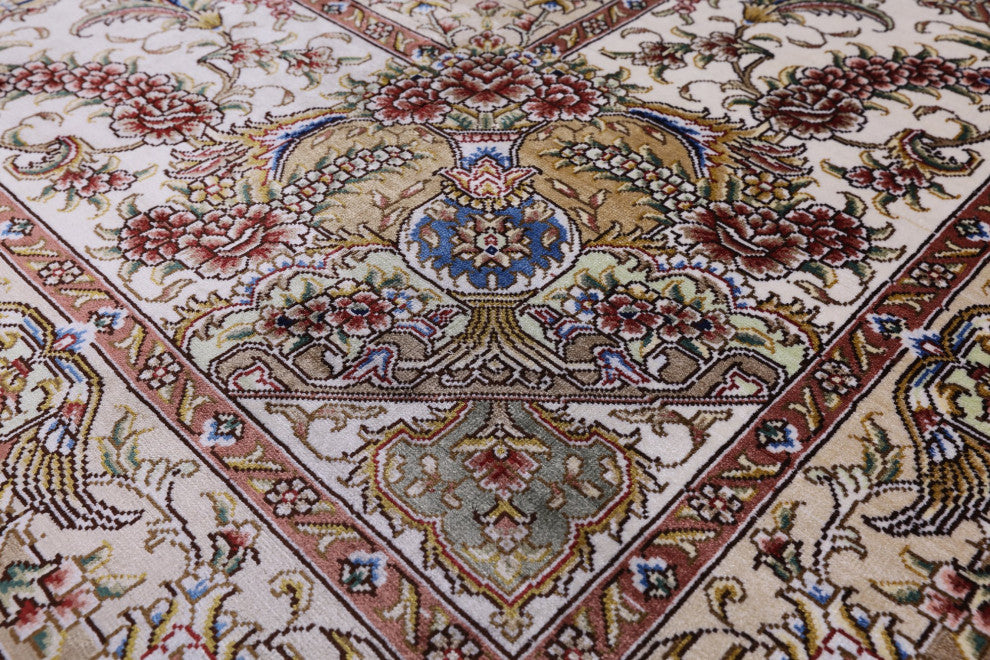 9' 0" X 12' 0'' Hand Knotted High End Persian 100% Silk Rug Q4787