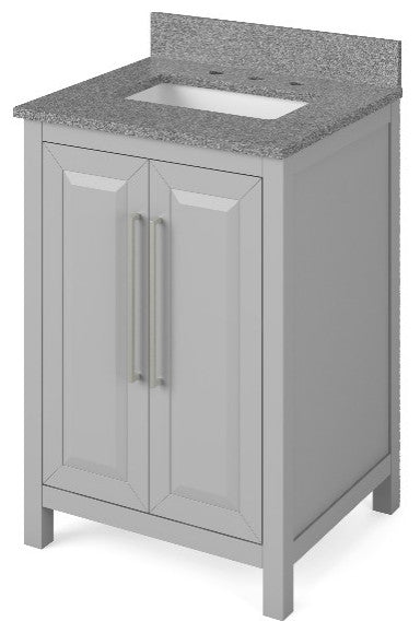 Cade Transitional 24" Grey Bathroom Vanity, Steel Grey Cultured Marble Vanity To