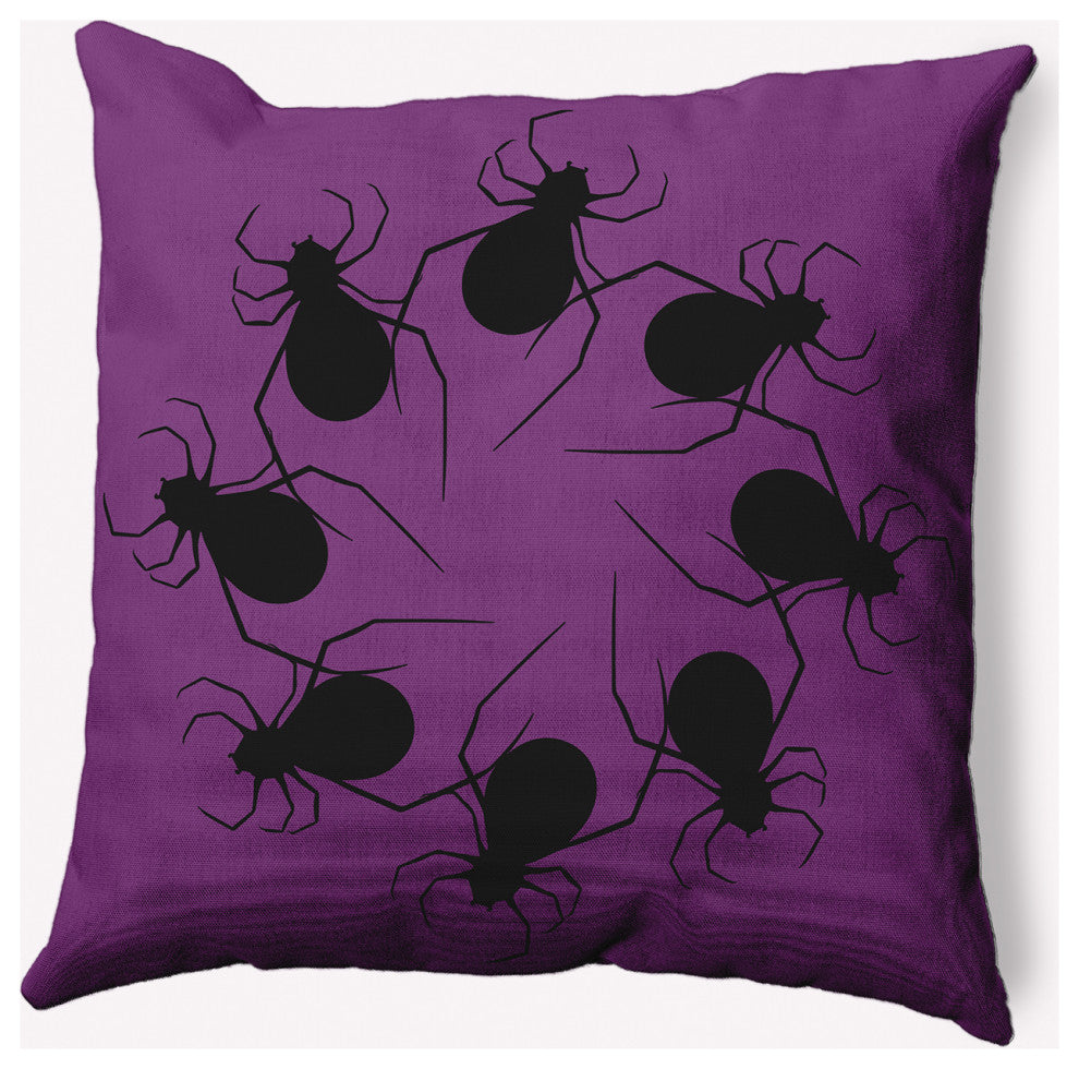 18" x 18" Spider Wreath Indoor/Outdoor Polyester Throw Pillow, Amethyst