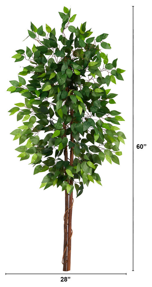 5ft. Artificial Double Trunk Ficus Tree (No Pot)