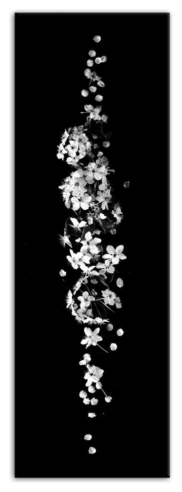 Black and White Floral Midline Print on Canvas