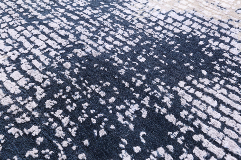 6' 6" X 9' 8" Wool and Silk Modern Hand Knotted Rug Q7127