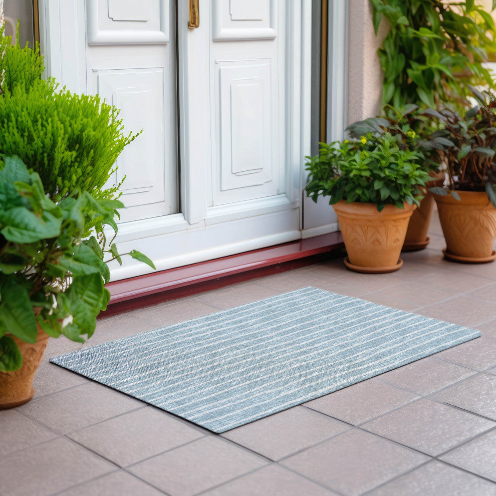 Indoor/Outdoor Laidley LA1 Sky Blue Machine Washable 1'8" x 2'6" Rug