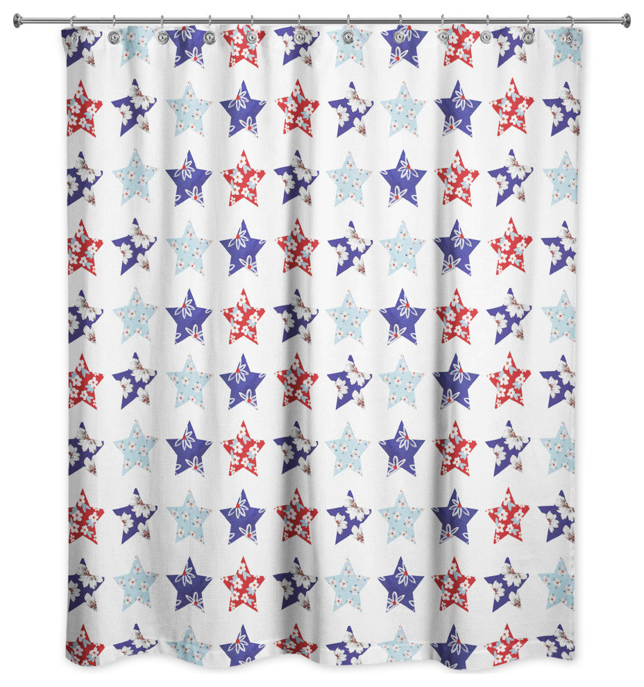 Floral Stars Pattern 71 x 74 Shower Curtain