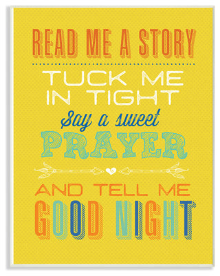 Bright Yellow Read Me A Story Mod Lettered Typography Plaque, 12.5x18.5