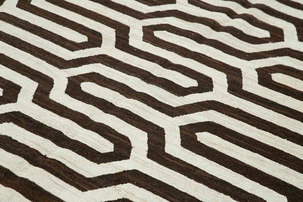 Rug N Carpet - Handmade Turkish 8' 0'' x 10' 2'' Modern Design Wool Kilim Rug