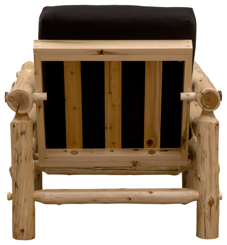 HomeRoots Authentic Log Cabin Natural Cedar Futon Chair and Ottoman Set