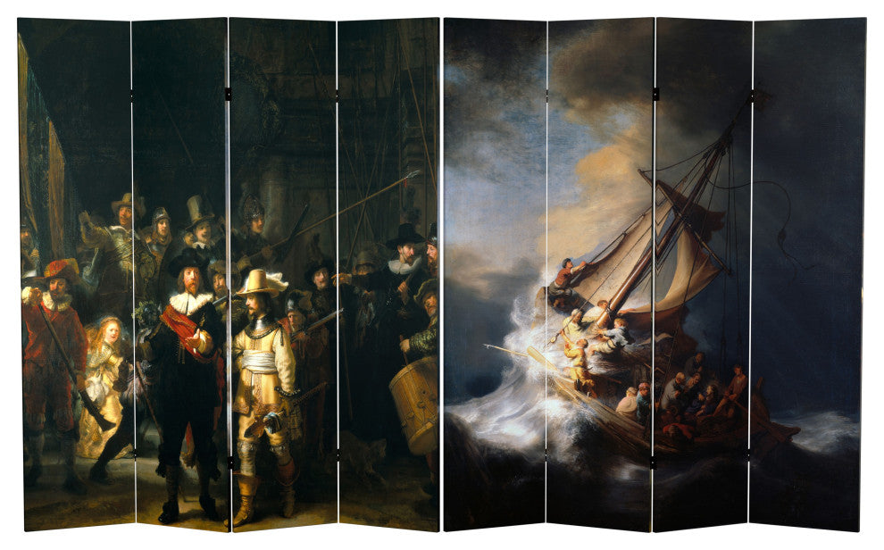 6'' Tall Double Sided Works of Rembrandt Canvas Room Divider