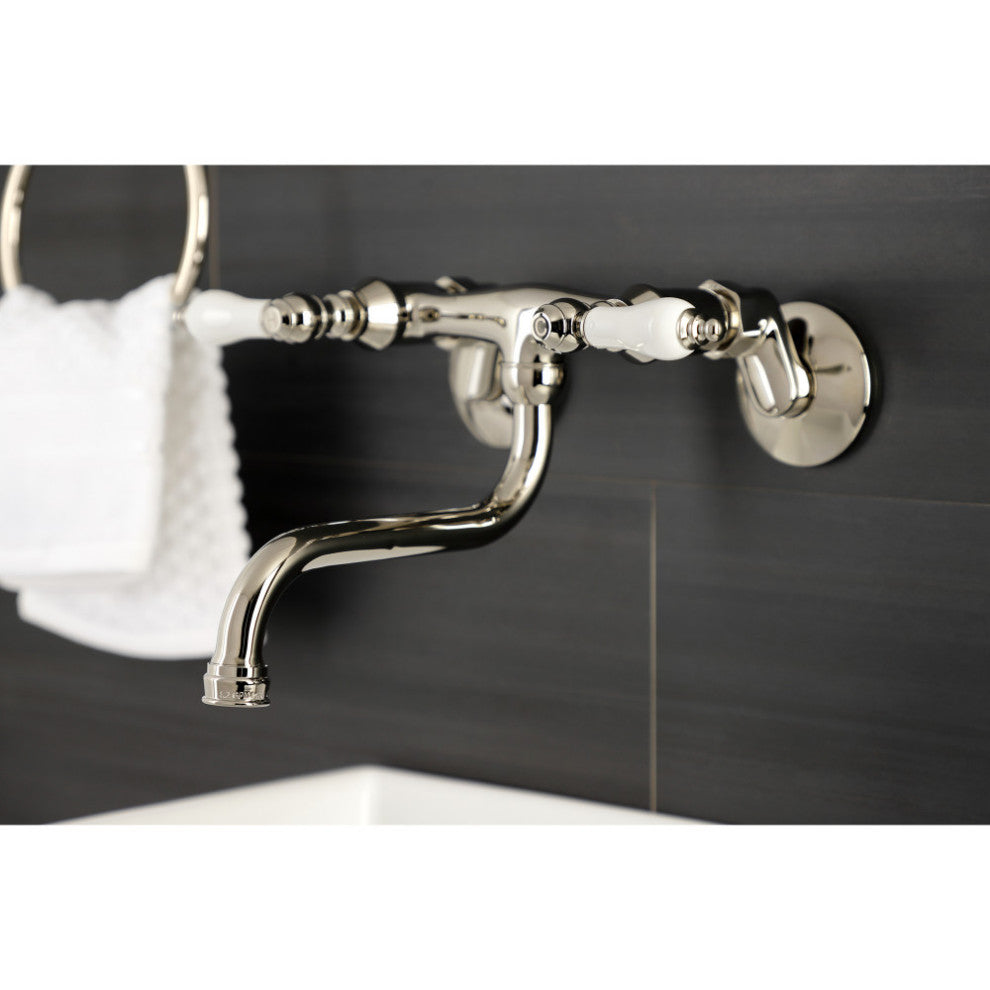 Kingston Brass KS516PN Wall Mount Bathroom Faucet, Polished Nickel