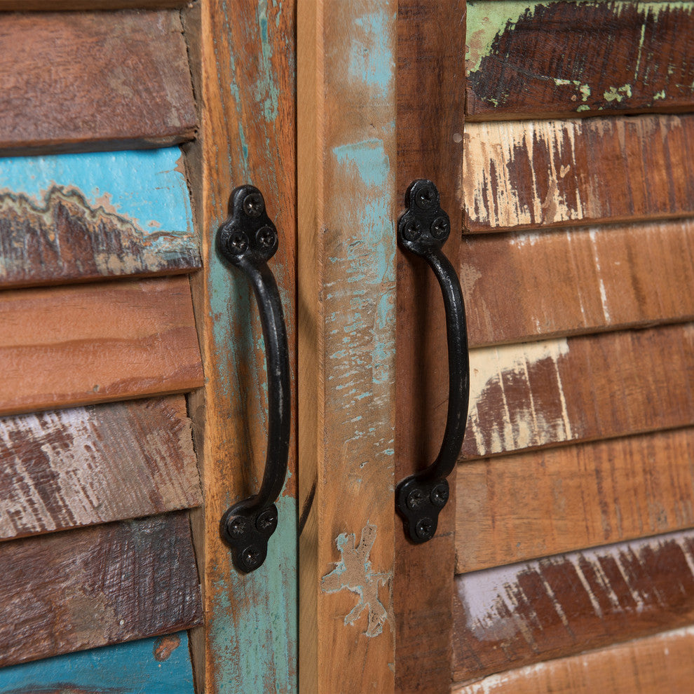 Sandy Boho Handcrafted Wooden Bar Cabinet