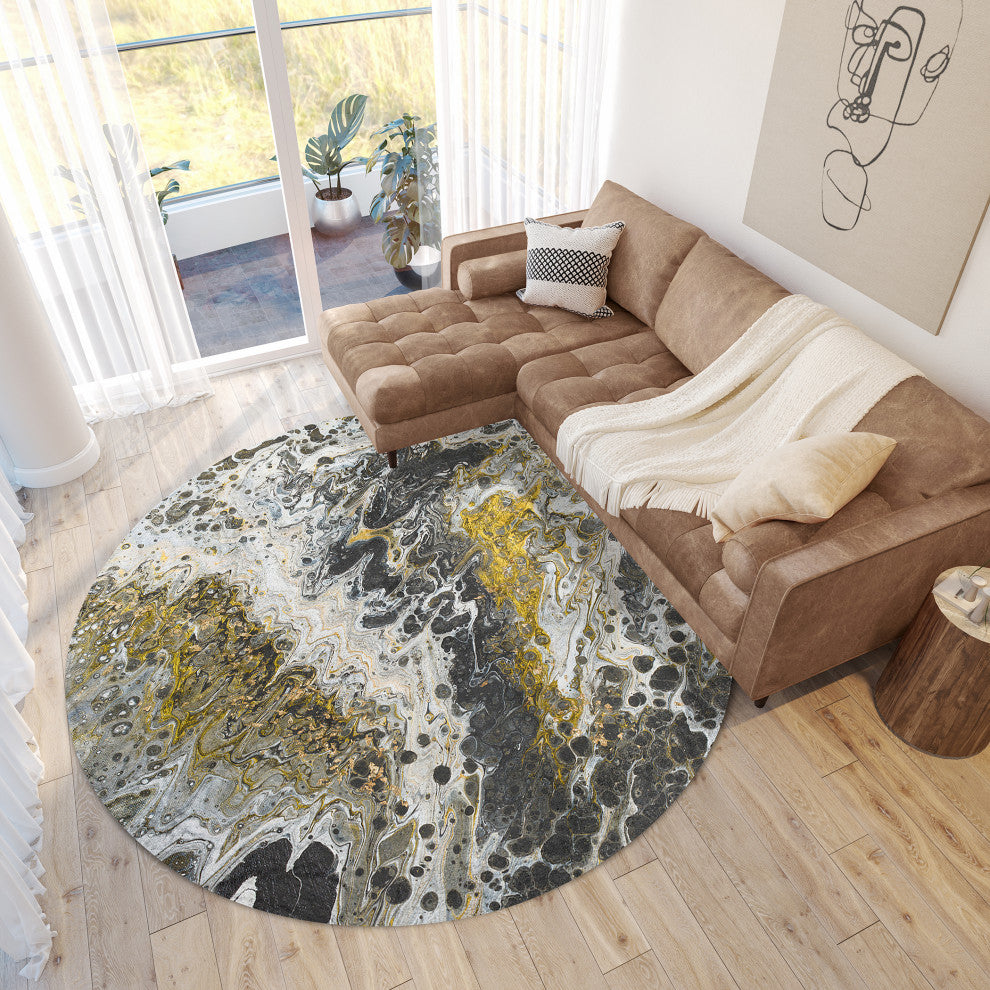 Kikiamo KK13 Graphite 8' x 8' Round Rug