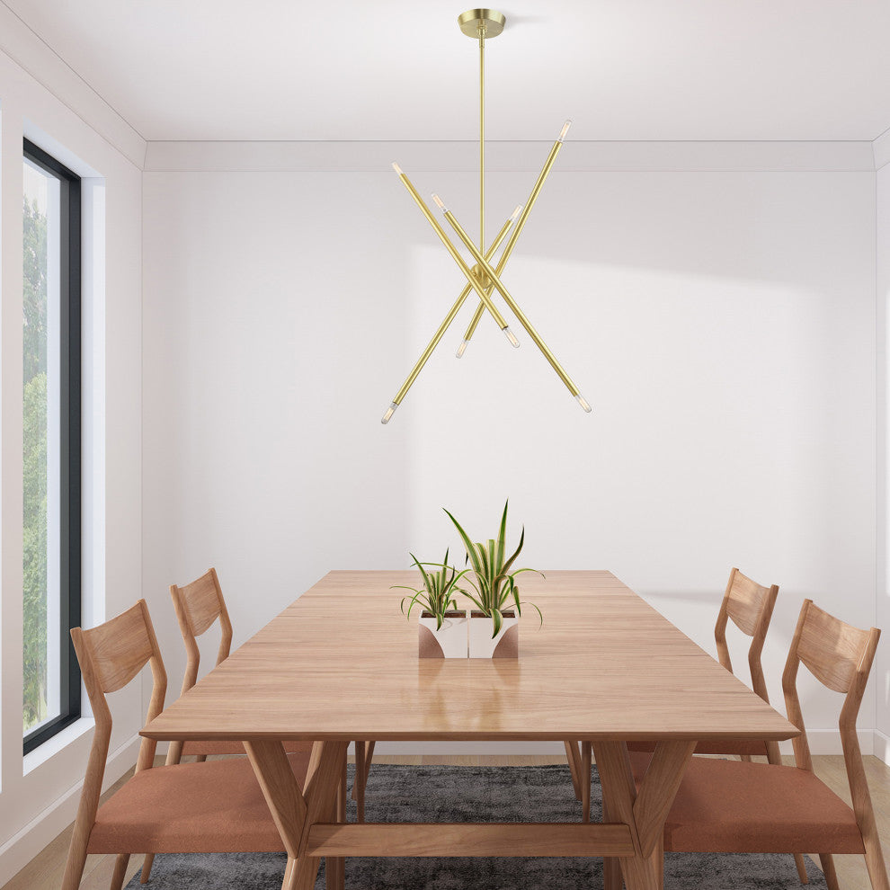 Livex Lighting Soho 8 Light Satin Brass Linear Chandelier
