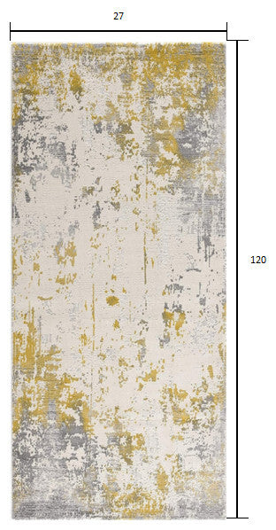 10' Gold Abstract Dhurrie Runner Rug