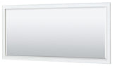 72" Double Bath Vanity, White, No Countertop, Gold Trim, 70" Mirror