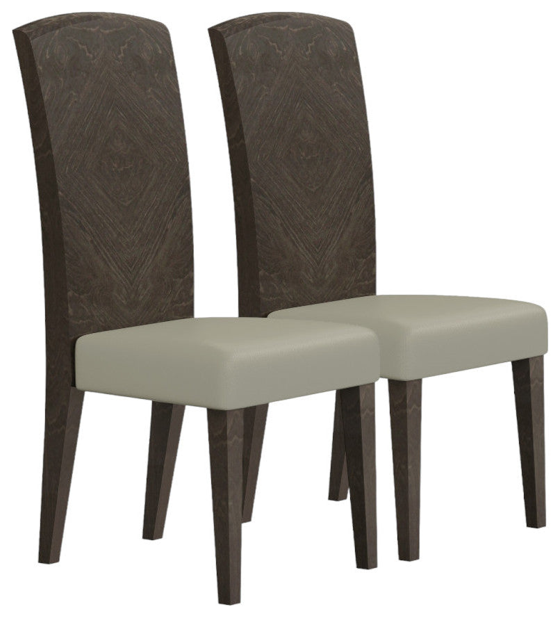 Set of Two Gray And Espresso Upholstered Dining Side Chairs