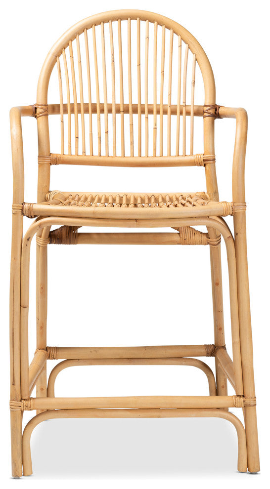 Lissa Natural Brown Rattan Counter Stool