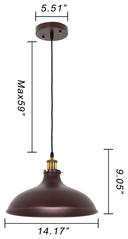 Cyneric Industrial 1 Light Oil Rubbed Bronze Ceiling Pendant 14" Wide