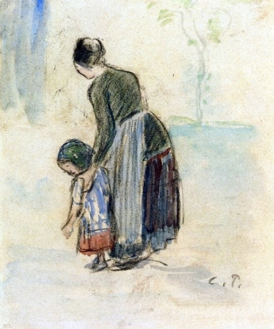Camille Pissarro Peasant and Child, 20"x25" Wall Decal Print