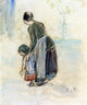 Camille Pissarro Peasant and Child, 20"x25" Wall Decal Print