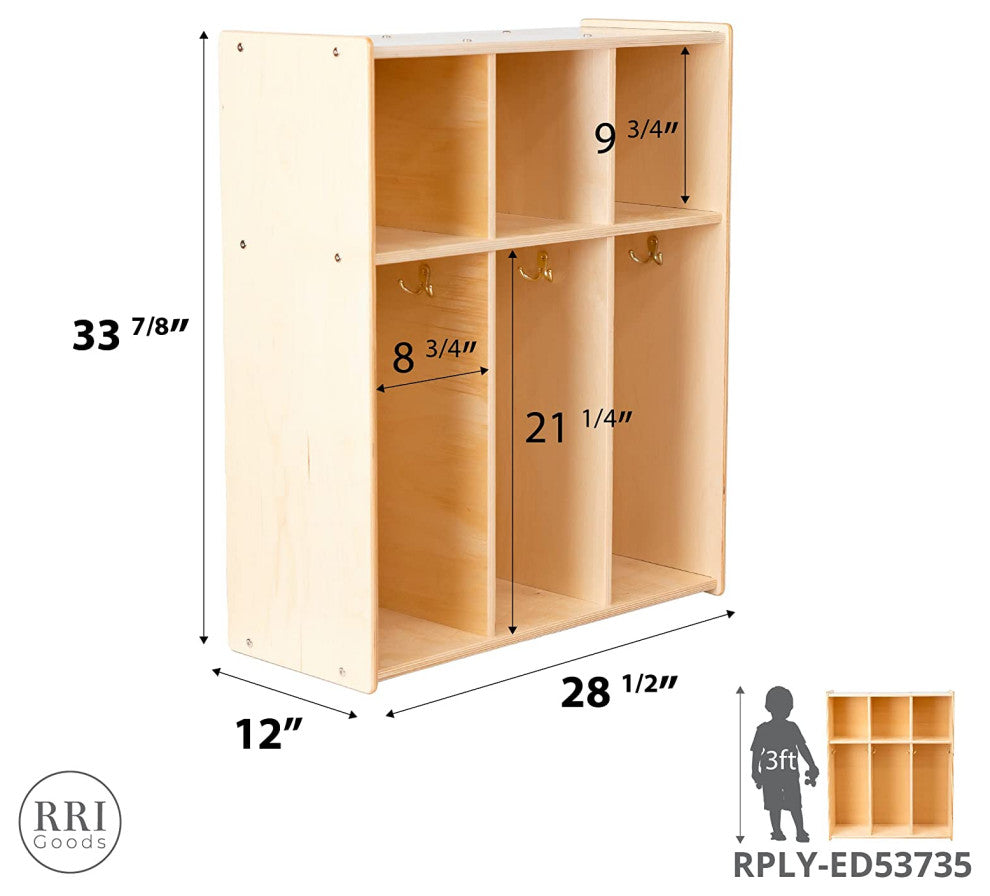 3 Section Coat Locker Storage Organizer with Hooks