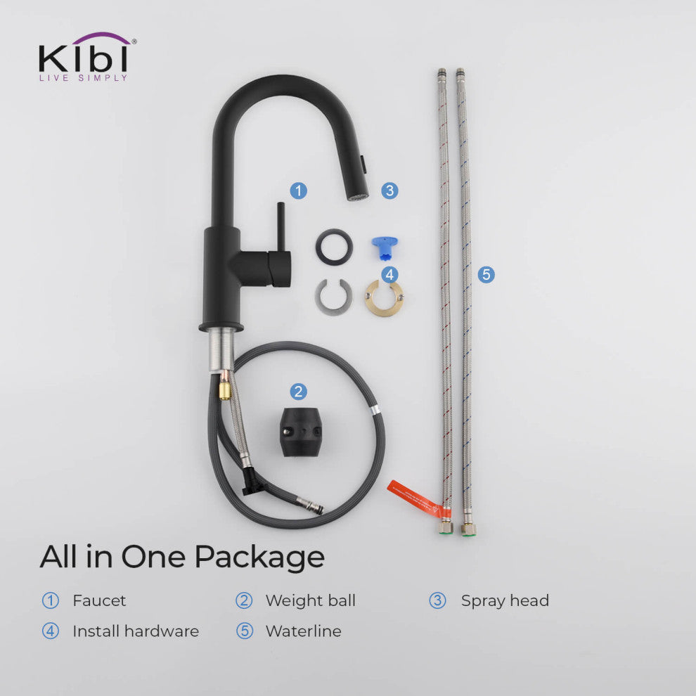 Luxe Single Handle Pull Down Kitchen & Bar Faucet, Matte Black