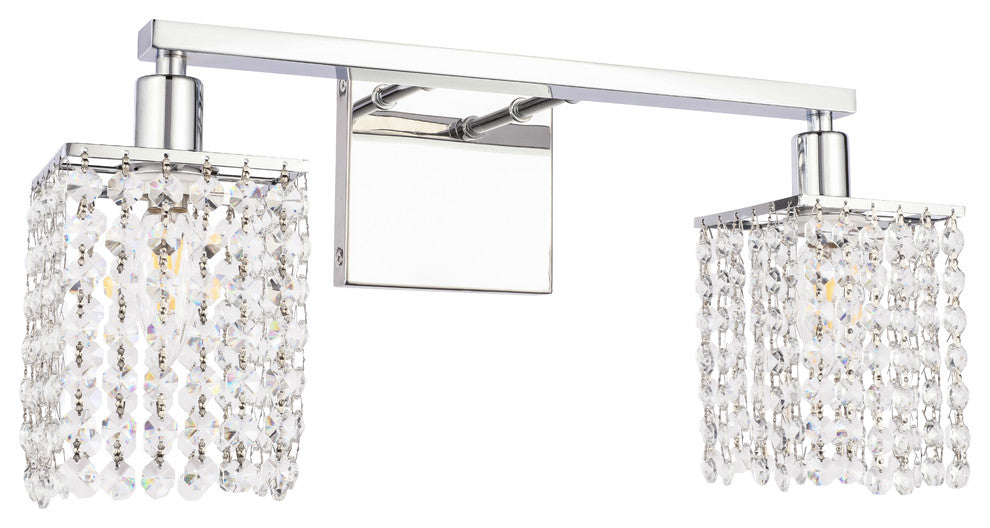 Chrome Finish And Clear Crystals 2-Light Wall Sconce
