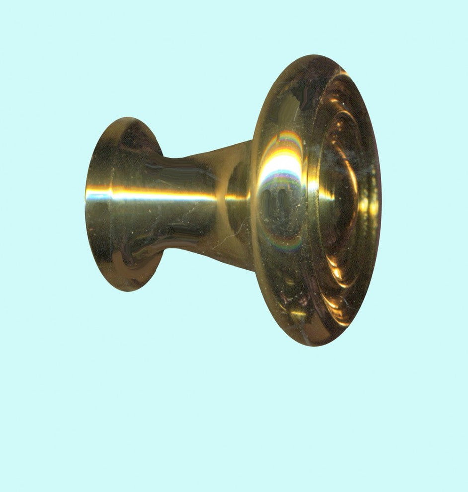 Cabinet Knob Bright Solid Brass Spooled 1" Dia |